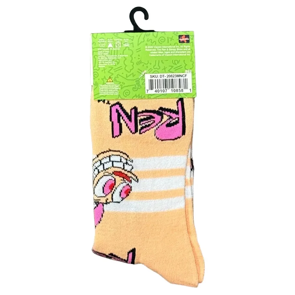 3/$20 Ren & Stimpy Nickelodeon Funny Novelty Crew Socks - NWT